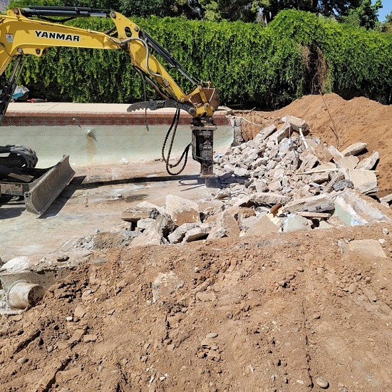 A pool demolition in Los Angeles